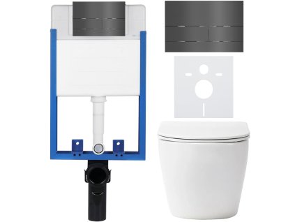 CERANO - Komplett falsík alatti WC-szett Lite/Verde - matt fehér - WC-nyomógomb Line, sötétszürke - fali szereléshez - 49x36 cm