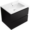 CERANO - Carole fürdőszobaszekrény + Todo kerámia mosdó - matt fekete - 61x49,5x46,5 cm