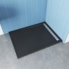 CERANO - Téglalap alakú zuhanytálca Docia - SMC/ásványi kompozit - szifon + rozsdamentes acél fedél - strukturált fekete matt - 140x80 cm