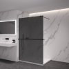 CERANO - Walk-in Onyx Cube bal/jobb zuhanykabin - 8 mm + polc/törölközőtartó - négyzet alakú tartó - matt fekete, grafitüveg - 140x200 cm