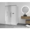 CERANO - Zuhanykabin Lantono B/J - 8 mm - Soft-Close - króm, átlátszó üveg - 130x90x195 cm - tolóajtó