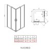 NIORO - Fabrizio B/J zuhanykabin + FastInstall - 5 mm - matt fekete, átlátszó üveg - 90x90x190 cm - tolóajtó