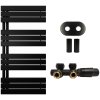 663883 cerano koupelnovy radiatorovy set theo ustredni vytapeni asymetricke pripojeni 50 mm 650w cerna matna 1200x500 mm