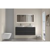 CERANO - Fürdőszobaszekrény mosdó alá Velora fogantyúval/mosdótetővel - 18 mm - matt fekete, króm fogantyú - 158x53x45,2 cm