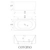 CERANO - Szabadon álló akril kád Aira, bal oldali - fehér fényes felülettel - 150x75 cm