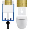 CERANO - Komplett falsík alatti WC-szett Lite/Dure - fényes fehér - WC-nyomógomb Line, arany - fali szereléshez - 51,5x35 cm
