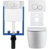 CERANO - Komplett falsík alatti WC-készlet Lite/Felci - fényes fehér - Duo WC-gomb, fehér - fali szereléshez - 52,5x36 cm