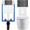 CERANO - Komplett falsík alatti WC-készlet Lite/Felci - fényes fehér - Line WC-gomb, rozsdamentes acél - fali szereléshez - 52,5x36 cm