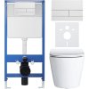 CERANO - Komplett falsík alatti WC-szett Lite/Norbi - fényes fehér - Line WC-nyomógomb, fehér - falsík alatti beépítés - 48,5x36,5 cm