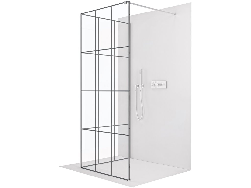 CERANO - Kabina prysznicowa typu walk-in Onyx Corner Cube L/P - 8 mm - wspornik kwadratowy - chrom, szkło industrialne - 150x150x200 cm