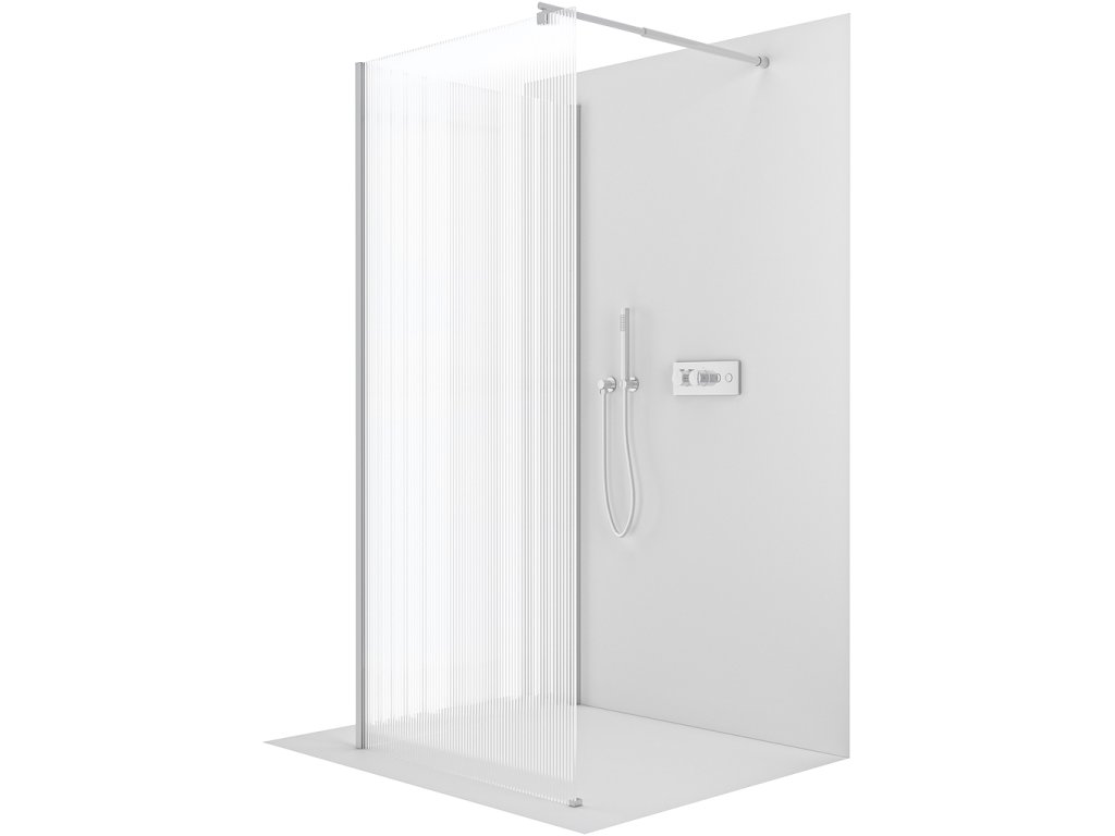 CERANO - Kabina prysznicowa typu walk-in Onyx Corner Round L/P - 8 mm - wspornik okrągły - chrom, szkło ryflowane - 70x60x200 cm