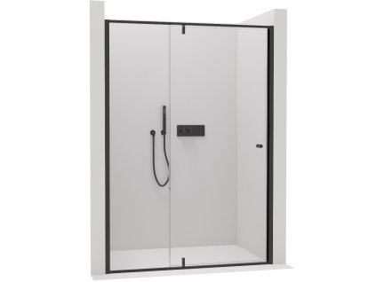 CERANO - Drzwi prysznicowe obrotowe Santini L/P - 6 mm - matowa czerń, szkło transparentne - 120x195 cm