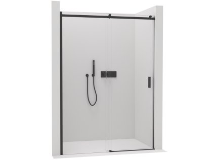 CERANO - Drzwi prysznicowe przesuwne Santoro L/P - 6 mm - matowa czerń, szkło transparentne - 130x195 cm