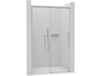 CERANO - Drzwi prysznicowe przesuwne Lantono L/P - 8 mm - Soft-Close - chrom, szkło transparentne - 120x195 cm