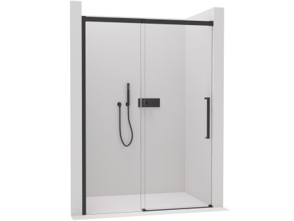 CERANO - Drzwi prysznicowe przesuwne Lantono L/P - 8 mm - Soft-Close - matowa czerń, szkło transparentne - 120x195 cm