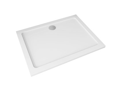 CERANO - Brodzik z marmuru odlewanego, prostokątny Piato - biały połysk - 120x80x3 cm