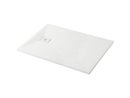 CERANO - Brodzik prostokątny Pablo - SMC/kompozyt mineralny - strukturalny biały mat - 100x80 cm