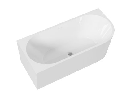 CERANO - Wanna akrylowa wolnostojąca Bianco prawa - biała połysk - 160x75 cm