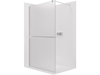 CERANO - Kabina prysznicowa typu walk-in Onyx Round L/P - 8 mm + półka/uchwyt na ręcznik - wspornik okrągły - chrom, szkło mrożone - 80x200 cm