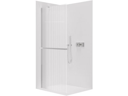 CERANO - Parawan prysznicowy typu walk-in Onyx YL/P - 8 mm + półka/uchwyt na ręcznik - chrom, szkło ryflowane - 100x200 cm