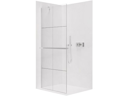 CERANO - Ścianka prysznicowa typu walk-in Onyx YL/P - 8 mm + półka/uchwyt na ręcznik - chrom, szkło industrialne - 100x200 cm