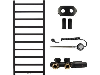663748 5 cerano koupelnovy radiatorovy set pyrodes kombinovane vytapeni wifi tyc stredove pripojeni 50 mm 647w cerna matna 1250x530 mm