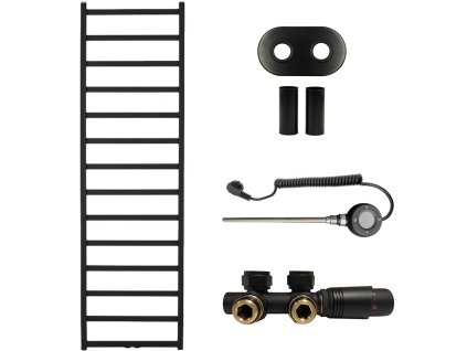 663754 cerano koupelnovy radiatorovy set pyrodes kombinovane vytapeni wifi tyc stredove pripojeni 50 mm 725w cerna matna 1780x530 mm