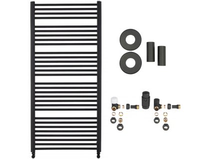 663943 cerano koupelnovy radiatorovy set alberto ustredni vytapeni bocni pripojeni 857w cerna matna 1380x650 mm