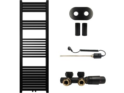 663769 4 cerano koupelnovy radiatorovy set franko kombinovane vytapeni termo tyc stredove pripojeni 50 mm 514w cerna matna 1600x500 mm