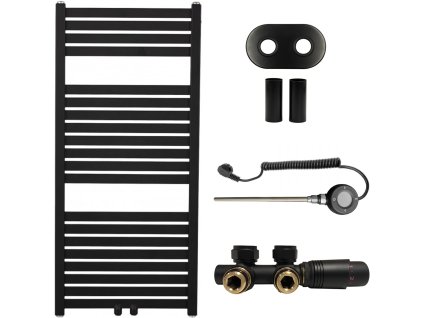 663724 cerano koupelnovy radiatorovy set luigino kombinovane vytapeni wifi tyc stredove pripojeni 50 mm 300w cerna matna 970x450 mm