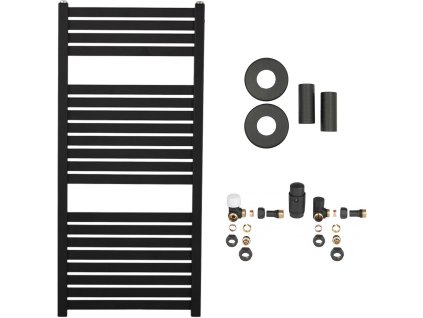 663955 cerano koupelnovy radiatorovy set vincenzo ustredni vytapeni bocni pripojeni 300w cerna matna 970x450 mm