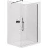 CERANO - Kabina prysznicowa typu walk-in Onyx Round L/P - 8 mm - wspornik okrągły - matowa czerń, szkło transparentne - 60x200 cm