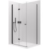 CERANO - Kabina prysznicowa Volpe L/R - 6 mm - matowa czerń, szkło transparentne - 100x80x190 cm - składana