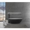 CERANO - Wanna wolnostojąca z lanego marmuru Emilia - czarny mat/biały mat - 180x85cm