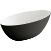 CERANO - Wanna wolnostojąca z lanego marmuru Emilia - czarny mat/biały mat - 180x85cm