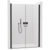 CERANO - Drzwi prysznicowe 2-skrzydłowe Antelo L/P - 6 mm - matowa czerń, szkło transparentne - 200x190 cm