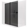 CERANO - Ścianka kabiny prysznicowej typu walk-in Medin L/P - 8 mm - matowa czerń, szkło grafitowe - 150x195 cm - przesuwna dwuczęściowa