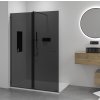 CERANO - Ścianka kabiny prysznicowej typu walk-in Medin L/P - 8 mm - matowa czerń, szkło grafitowe - 160x195 cm - przesuwna dwuczęściowa