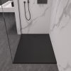CERANO - Brodzik prostokątny Pablo - SMC/kompozyt mineralny - strukturalny czarny mat - 120x80 cm