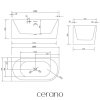 CERANO - Wanna akrylowa wolnostojąca Bianco, lewa - biała połysk - 160x75 cm