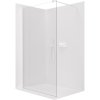 CERANO - Parawan prysznicowy typu walk-in Onyx Round L/P - 8 mm - wspornik okrągły - biały mat, szkło transparentne - 50x200 cm