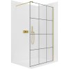 CERANO - Kabina prysznicowa typu walk-in Onyx Round L/R - 8 mm - wspornik okrągły - szczotkowane złoto, szkło industrialne - 90x200 cm