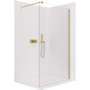 CERANO - Kabina prysznicowa typu walk-in Onyx Round L/P - 8 mm - wspornik okrągły - szczotkowane złoto, szkło transparentne - 90x200 cm