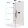 CERANO - Parawan prysznicowy typu walk-in Onyx Duo L/P - 8 mm - wspornik okrągły - mat czarny, szkło industrialne - 130x200 cm