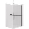 CERANO - Kabina prysznicowa typu walk-in Onyx Top Round L/P - 8 mm - okrągły wspornik + półka/uchwyt na ręcznik - czarny mat, szkło ryflowane - 100x200 cm