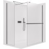 CERANO - Ścianka kabiny prysznicowej typu walk-in Onyx TL/P - 8 mm - wspornik kwadratowy + półka/uchwyt na ręcznik - matowa czerń, szkło mrożone - 80x50x200 cm