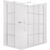 CERANO - Ścianka kabiny prysznicowej typu walk-in Onyx TL/P - 8 mm - wspornik kwadratowy + półka/uchwyt na ręcznik - chrom, szkło industrialne - 110x100x200 cm