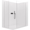 CERANO - Kabina prysznicowa typu walk-in Crystal TL/P - 8 mm - system bezpodporowy - czarny mat, szkło transparentne - 150x110x200 cm
