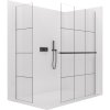 CERANO - Kabina prysznicowa typu walk-in Crystal TL/P - 8 mm - system bezpodporowy + półka/uchwyt na ręcznik - matowa czerń, szkło industrialne - 160x140x200 cm