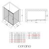 CERANO - Kabina prysznicowa Santoro L/P - 8 mm - matowa czarna, szkło transparentne - 150x80x195 cm - przesuwna